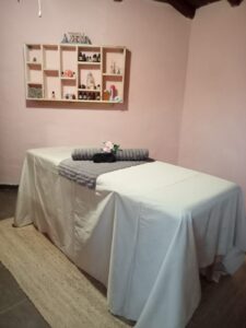 A photograph of the massage room in the private holistic retreat in sicily Vista Alcantara.
