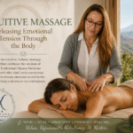 Venerina giving a client an intuitive massage in Sicily, at Vista Alcantara opposite Mount Etna