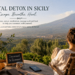 Panoramic mountain landscape at Vista Alcantara Mountain Wellness Retreat in Sicily, offering nature, silence, digital detox, massage and holistic healing with views of Mount Etna and the Alcantara Valley