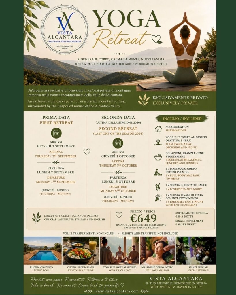 poster for a yoga retreat at Vista Alcantara