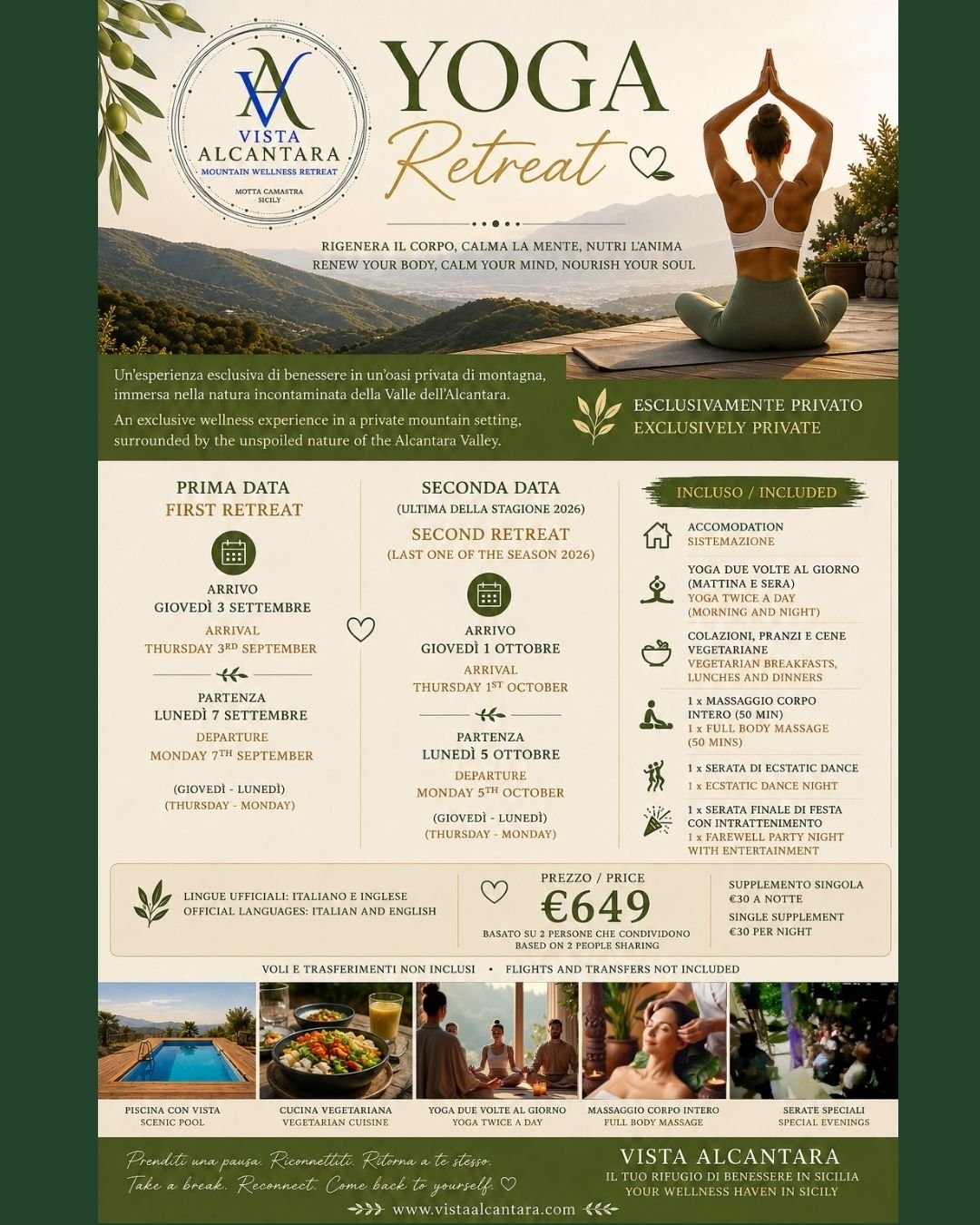 poster for a yoga retreat at Vista Alcantara