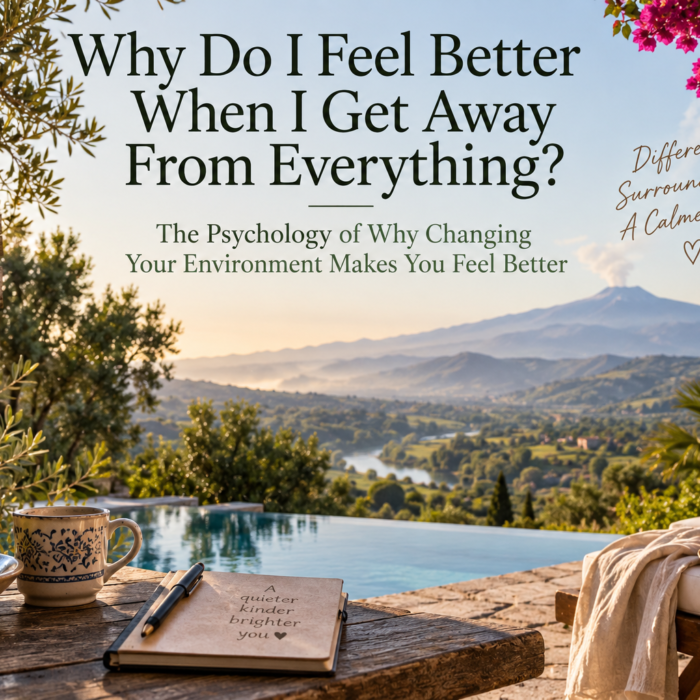 Sunlit wellness retreat terrace overlooking the lush Alcantara Valley and Mount Etna in Sicily, with a swimming pool, olive trees, flowers, and a peaceful outdoor setting.